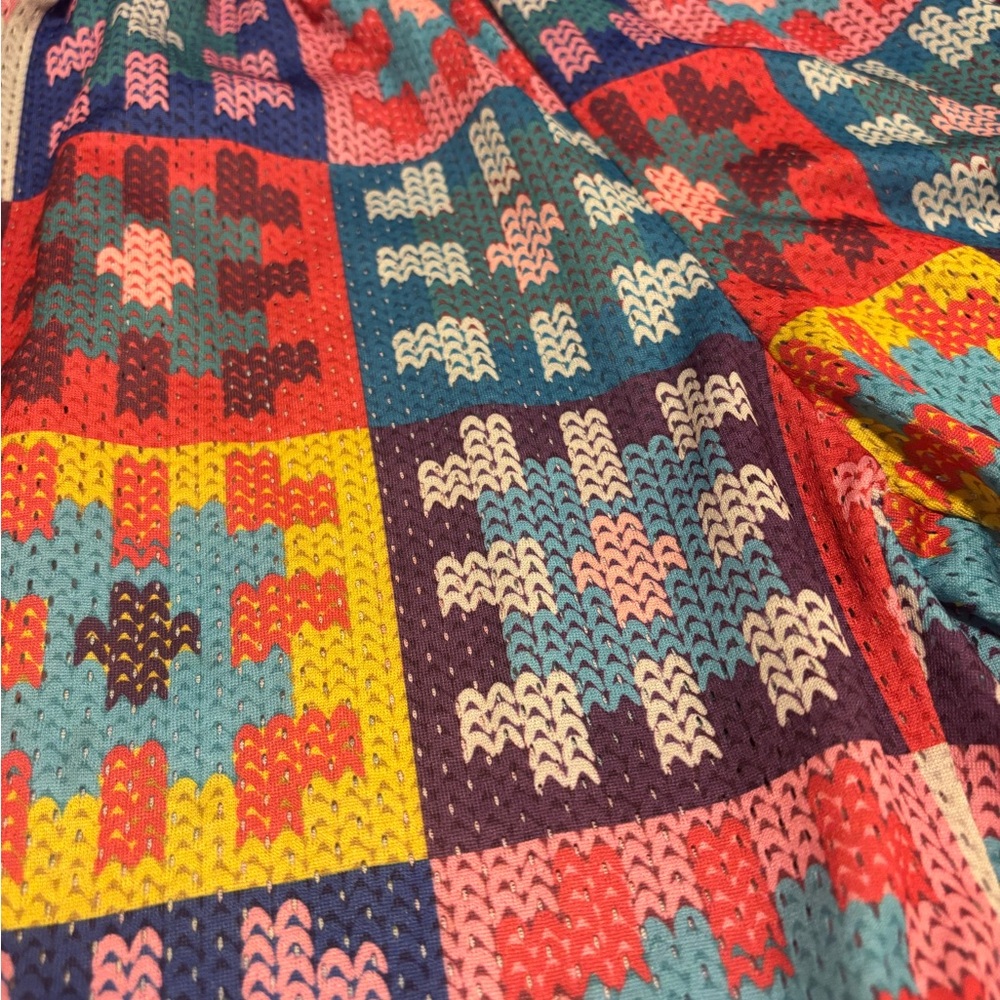 Eric Emanual Colorful Patchwork Crochet Mens Shor… - image 4